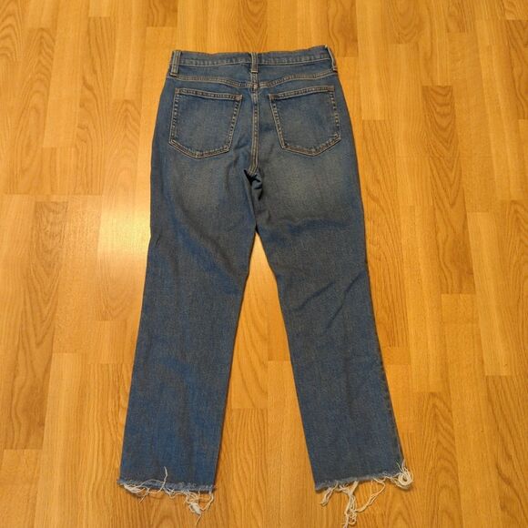 J. Crew Essential Straight Jeans Womens 27 Blue Medium Wash Raw Hem - Picture 4 of 8